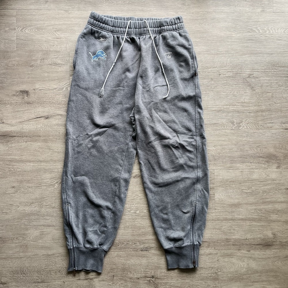 Reebok Y2K Cotton Grey Sweatpants NFL Football Loungewear Detroit Lions Sz XL